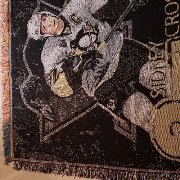 Nhlpa Sidney Crosby Pittsburgh Penguins Throw Tapestry Blanket Black Gold Trim - Picture 2 of 11